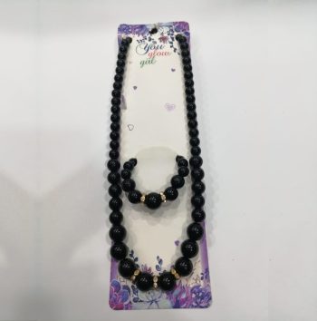 Shaaz Black Stone Mala & Bracelet