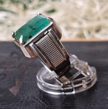 Silver Handmade Ring – Natural Zamurd (Emerald) Stone